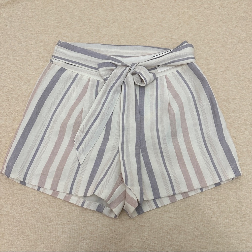 Express Women’s High Rise Midi Cream Linen With Zip Short Size 6 - Picture 11 of 13